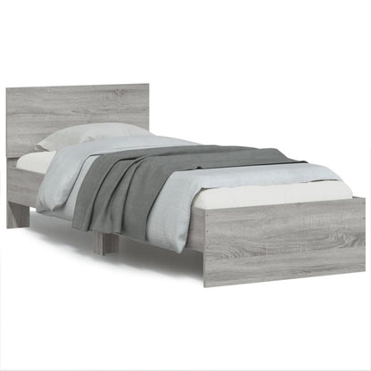vidaXL Bed Frame without Mattress with LED Lights Grey Sonoma 75x190cm 1