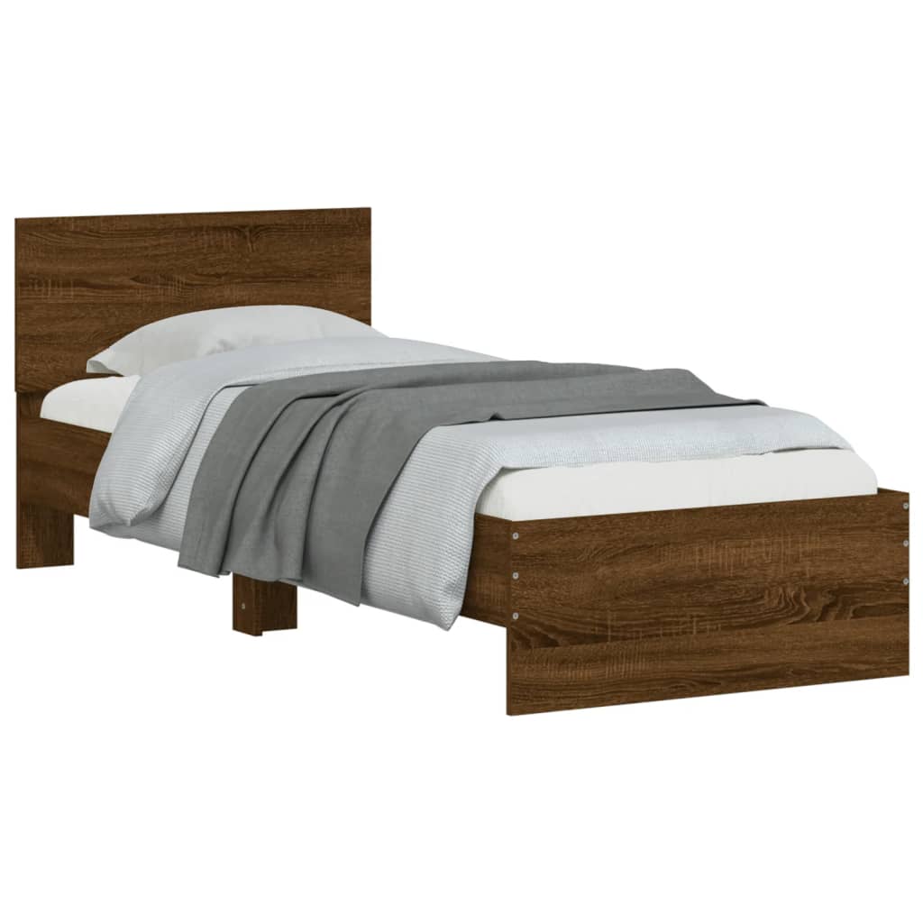 vidaXL Bed Frame without Mattress with LED Lights Brown Oak 75x190 cm Small Single 6