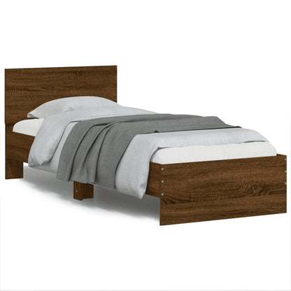 vidaXL Bed Frame without Mattress with LED Lights Brown Oak 75x190 cm Small Single 1