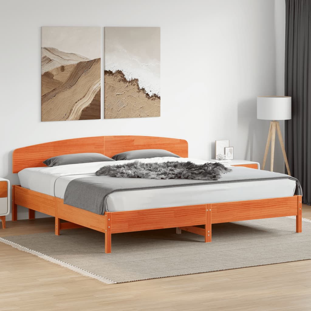 Bed Frame without Mattress Solid Wood Pine Length 200 cm Wax Brown 200 cm