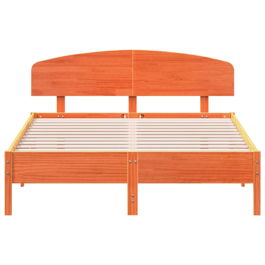 Bed Frame without Mattress Solid Wood Pine Length 200 cm Wax Brown 150 cm