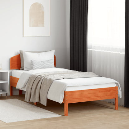Bed Frame without Mattress Solid Wood Pine Length 200 cm Wax Brown 100 cm