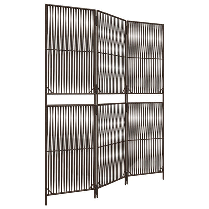 vidaXL Room Divider 3 Panels Brown Poly Rattan 2