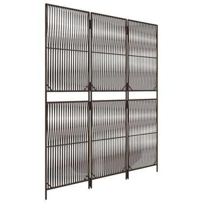 vidaXL Room Divider 3 Panels Brown Poly Rattan 4