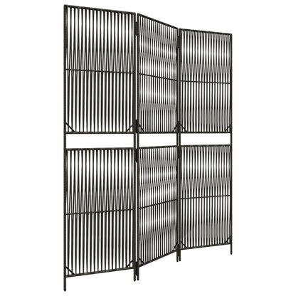 vidaXL Room Divider 3 Panels Grey Poly Rattan 2