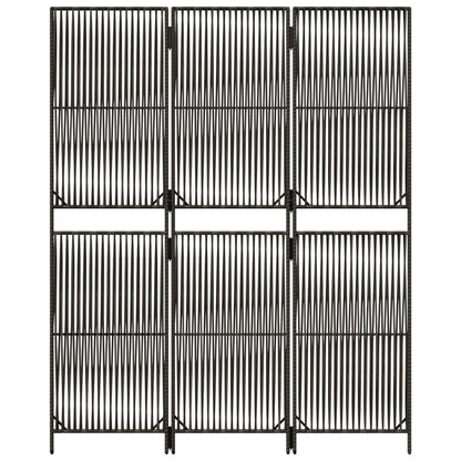 vidaXL Room Divider 3 Panels Grey Poly Rattan 5
