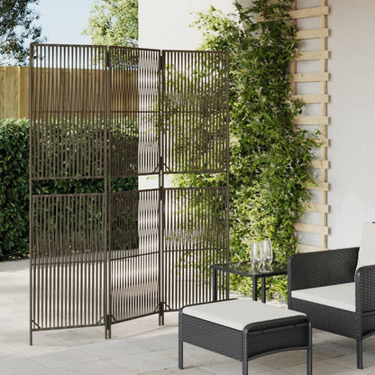 vidaXL Room Divider 3 Panels Grey Poly Rattan 1