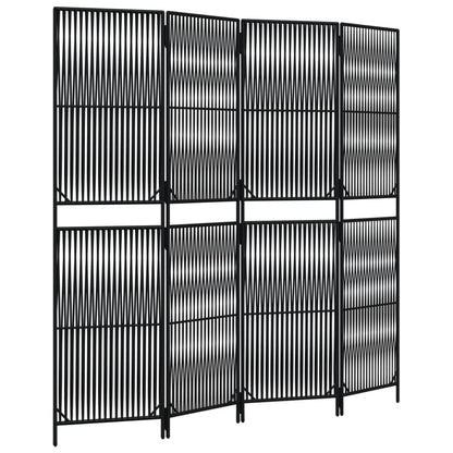 vidaXL Room Divider 4 Panels Black Poly Rattan 2