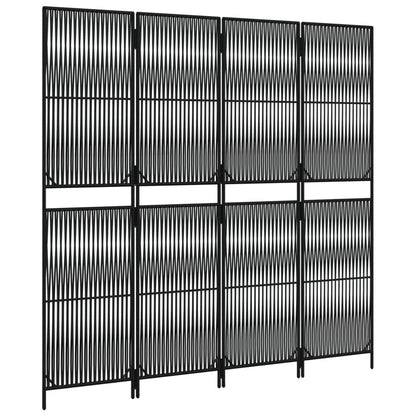 vidaXL Room Divider 4 Panels Black Poly Rattan 4