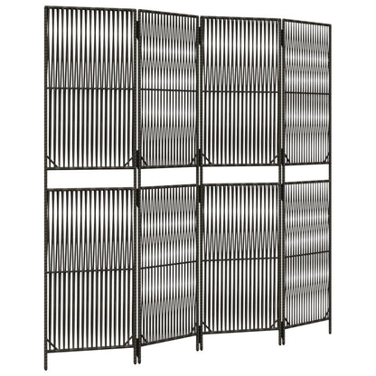 vidaXL Room Divider 4 Panels Grey Poly Rattan 2
