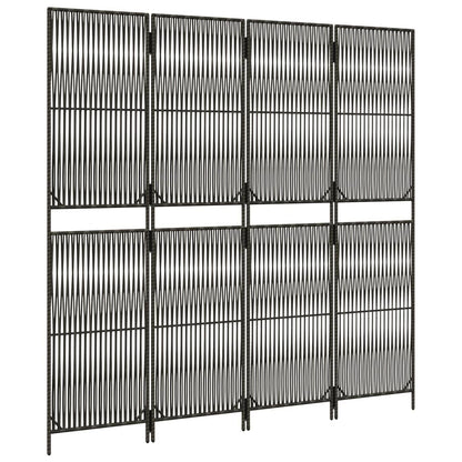 vidaXL Room Divider 4 Panels Grey Poly Rattan 4