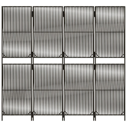 vidaXL Room Divider 4 Panels Grey Poly Rattan 5