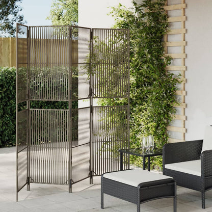 vidaXL Room Divider 4 Panels Grey Poly Rattan 1