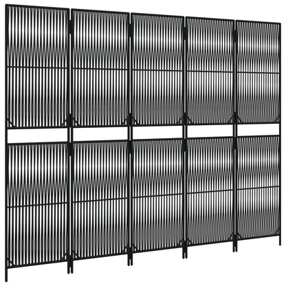 vidaXL Room Divider 5 Panels Black Poly Rattan 4