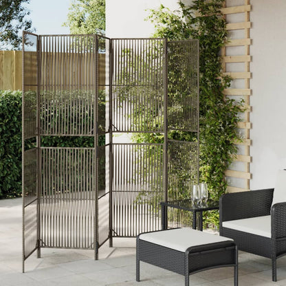 vidaXL Room Divider 3 Panels Poly Rattan Line Weaving Length 180 cm