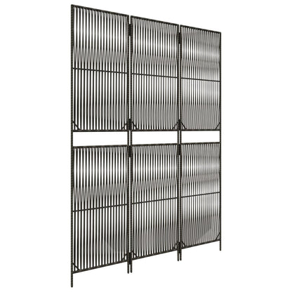 vidaXL Room Divider 3 Panels Grey Poly Rattan 4