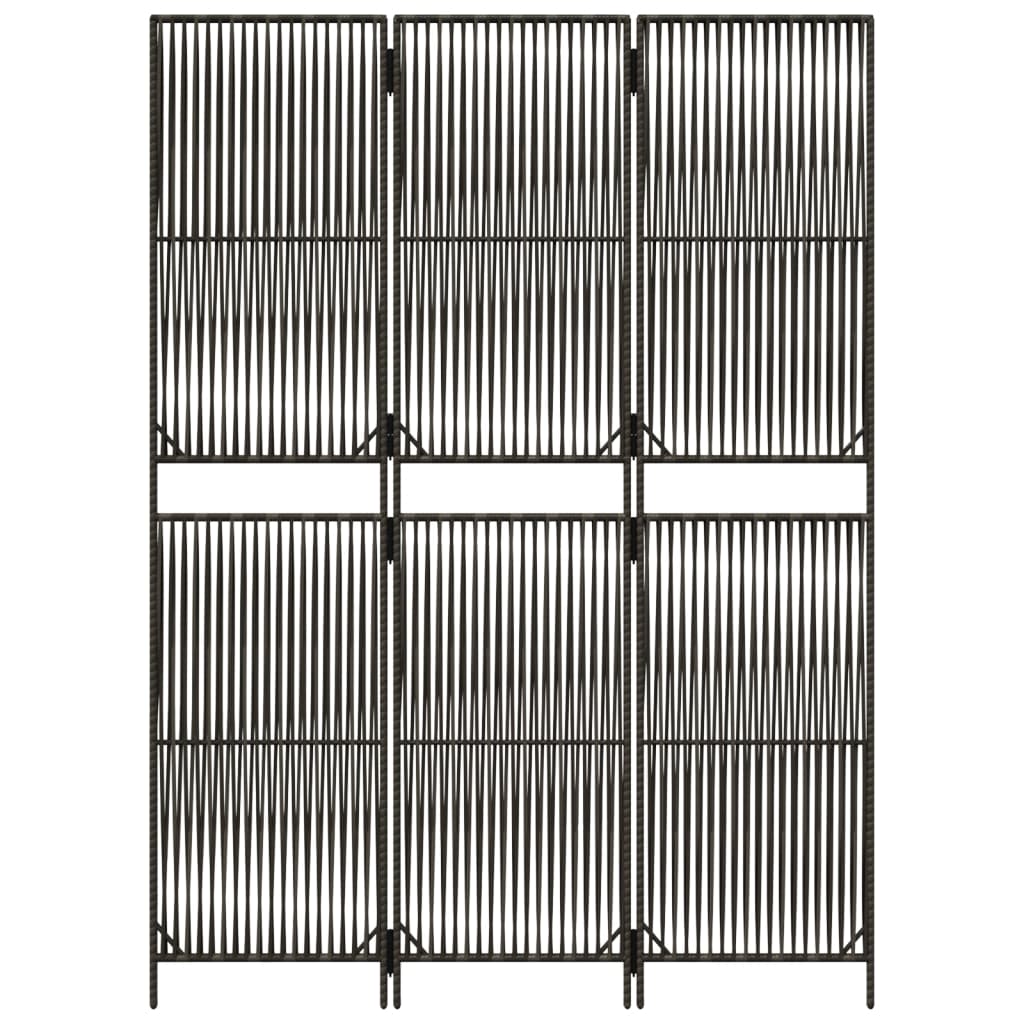 vidaXL Room Divider 3 Panels Grey Poly Rattan 5