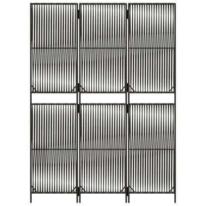 vidaXL Room Divider 3 Panels Grey Poly Rattan 5