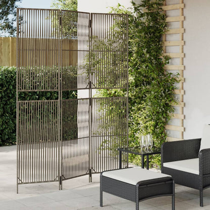vidaXL Room Divider 3 Panels Grey Poly Rattan 1