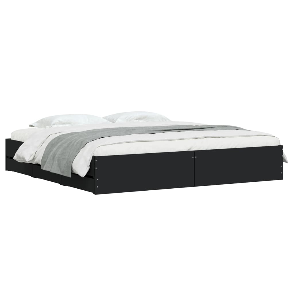 Bed Frame with Drawers without Mattress 200x200 cm Black