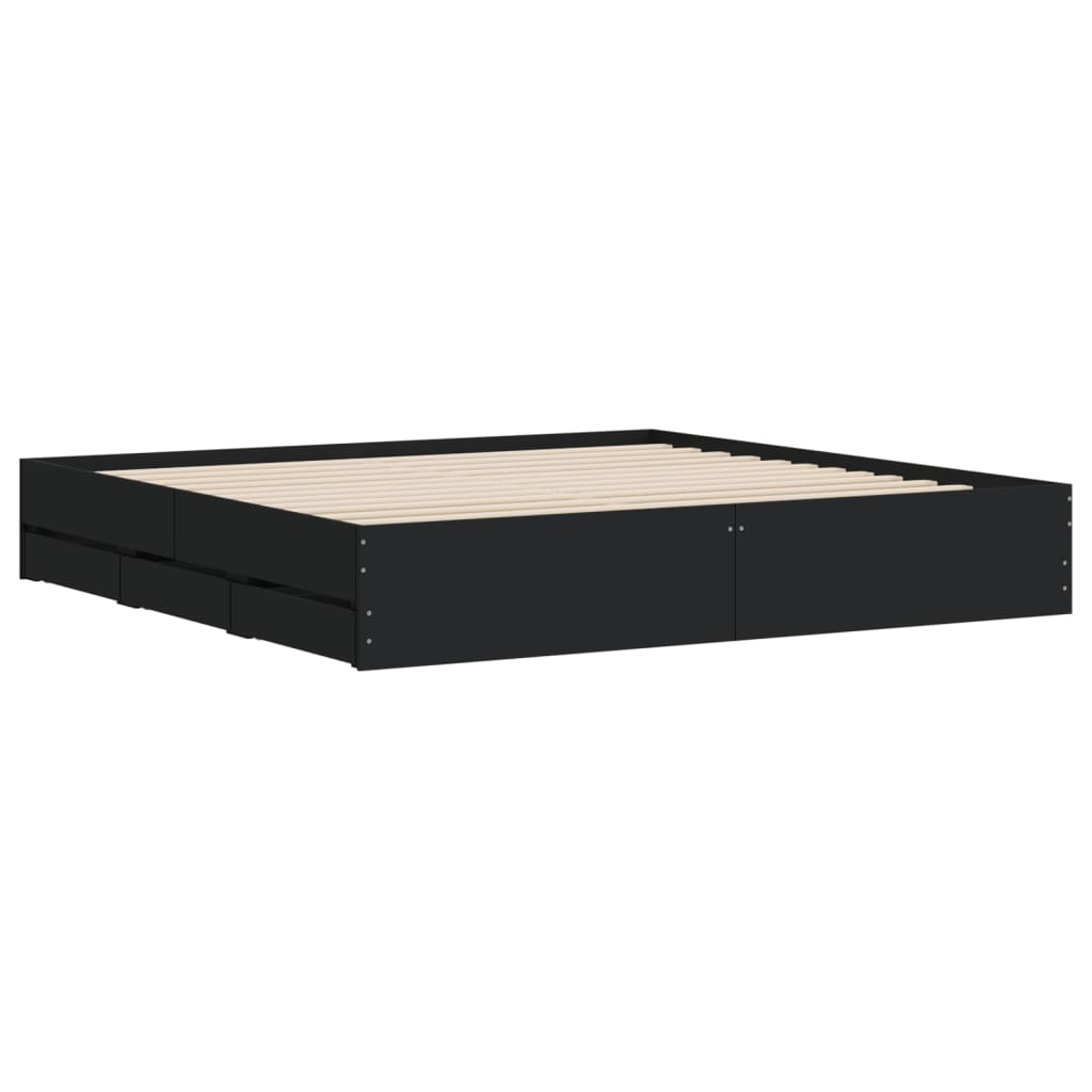 Bed Frame with Drawers without Mattress 200x200 cm Black
