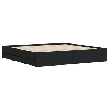 Bed Frame with Drawers without Mattress 200x200 cm Black