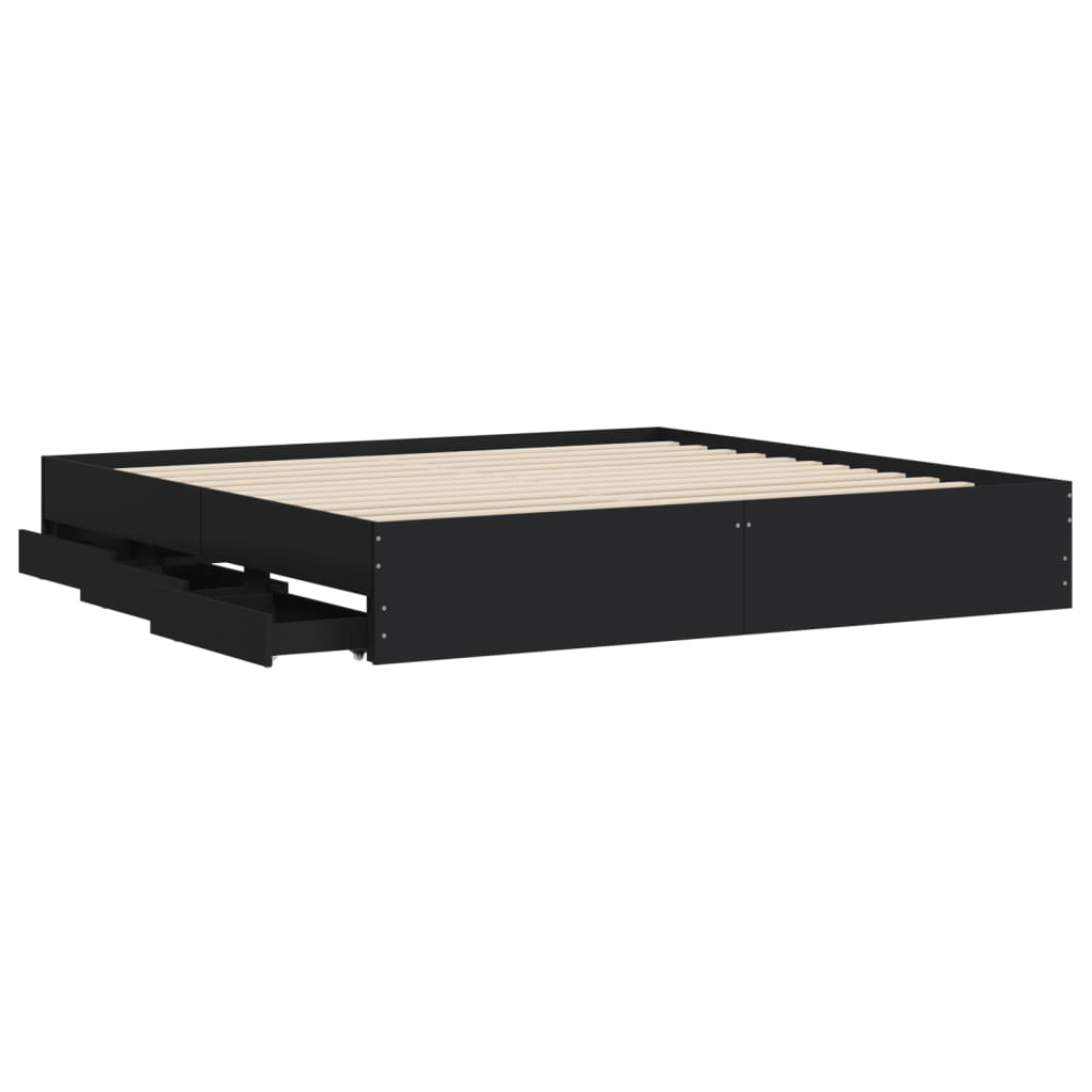 Bed Frame with Drawers without Mattress 200x200 cm Black