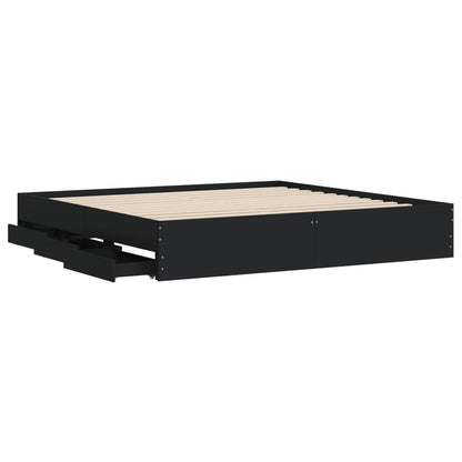 Bed Frame with Drawers without Mattress 200x200 cm Black