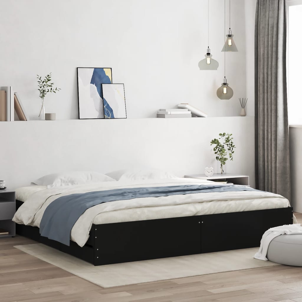Bed Frame with Drawers without Mattress 200x200 cm Black
