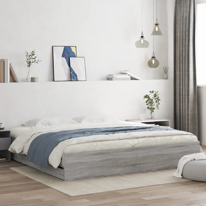 Bed Frame with Drawers without Mattress 200x200 cm Grey sonoma