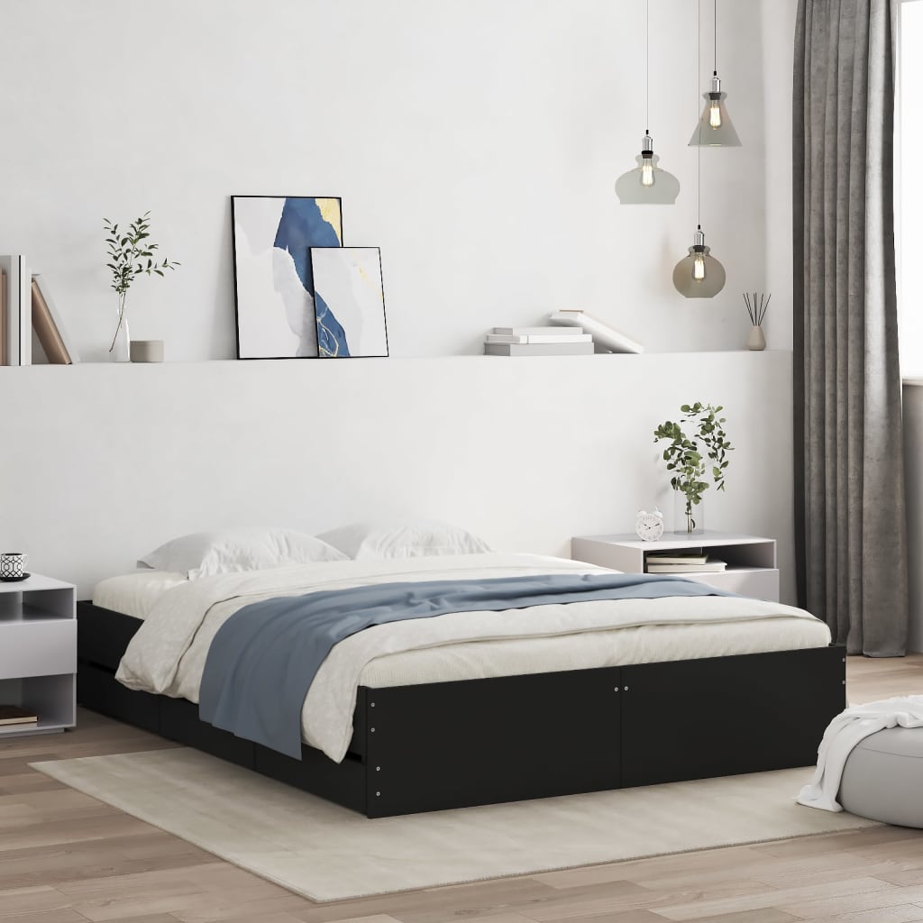 Bed Frame Drawers without Mattress Black