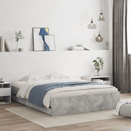 Bed Frame Drawers without Mattress Concrete grey