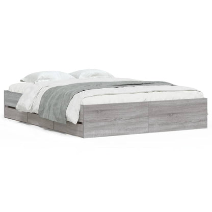 Bed Frame with Drawers without Mattress 140x200 cm Grey sonoma
