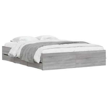 Bed Frame with Drawers without Mattress 140x200 cm Grey sonoma