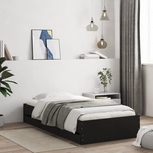 Bed Frame with Drawers without Mattress 100x200 cm Black