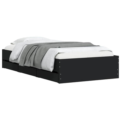 vidaXL Bed Frame with Drawers without Mattress Black 90x190 cm Single 3