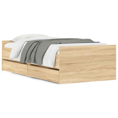 Bed Frame with Drawers without Mattress 100x200 cm Sonoma oak