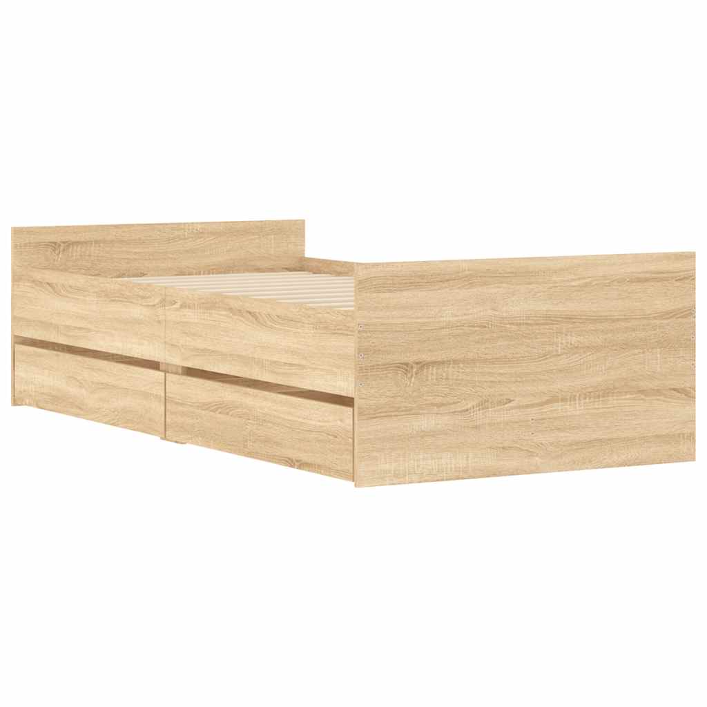 Bed Frame with Drawers without Mattress 100x200 cm Sonoma oak