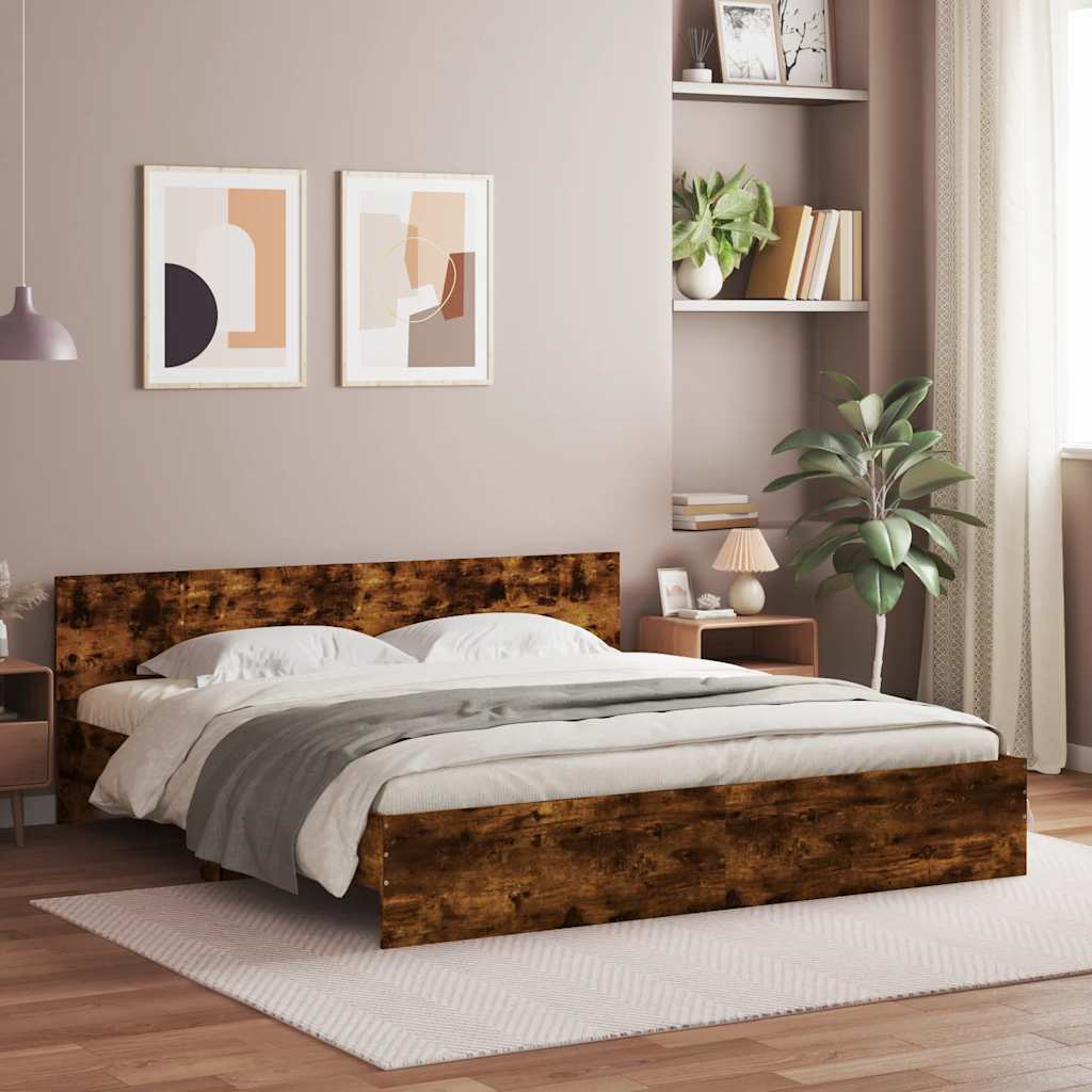 vidaXL Bed Frame without Mattress Smoked oak
