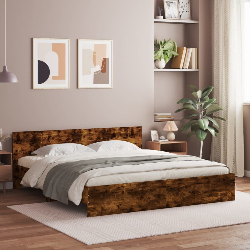 vidaXL Bed Frame without Mattress Smoked oak