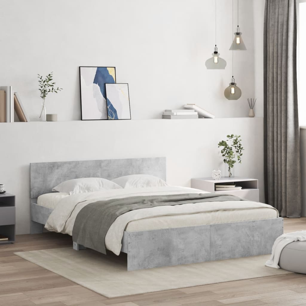 vidaXL Bed Frame without Mattress Concrete Grey