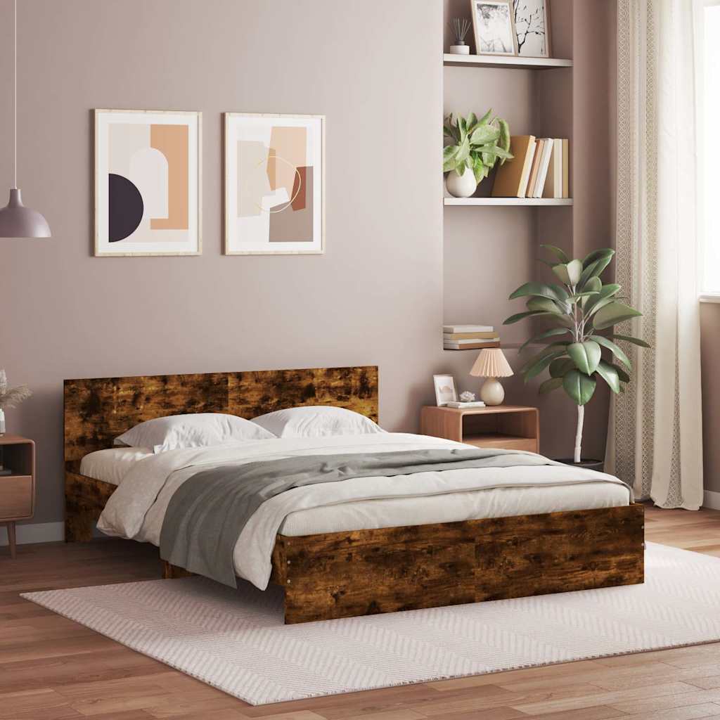 vidaXL Bed Frame without Mattress Smoked oak