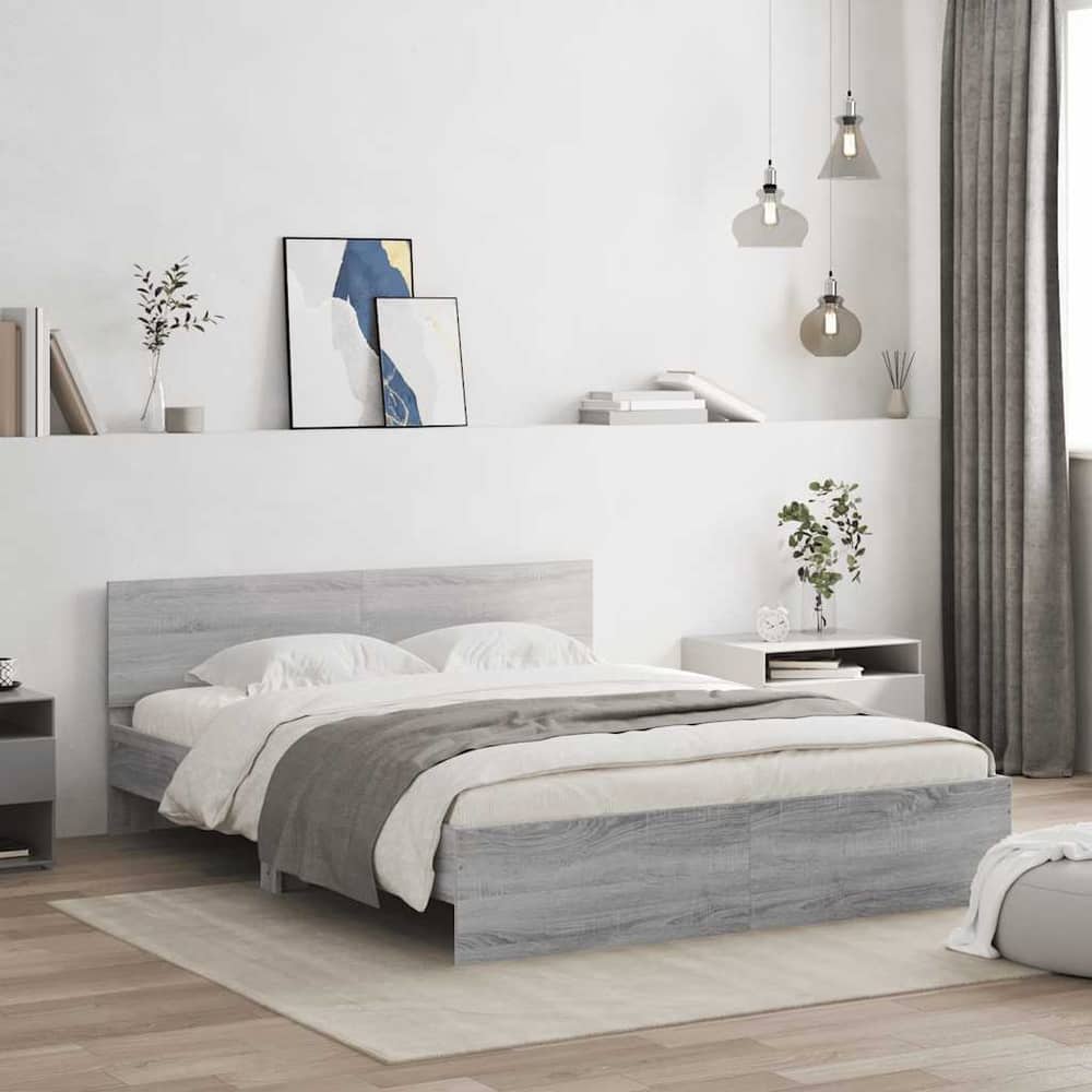 Bed Frame without Mattress Grey Sonoma