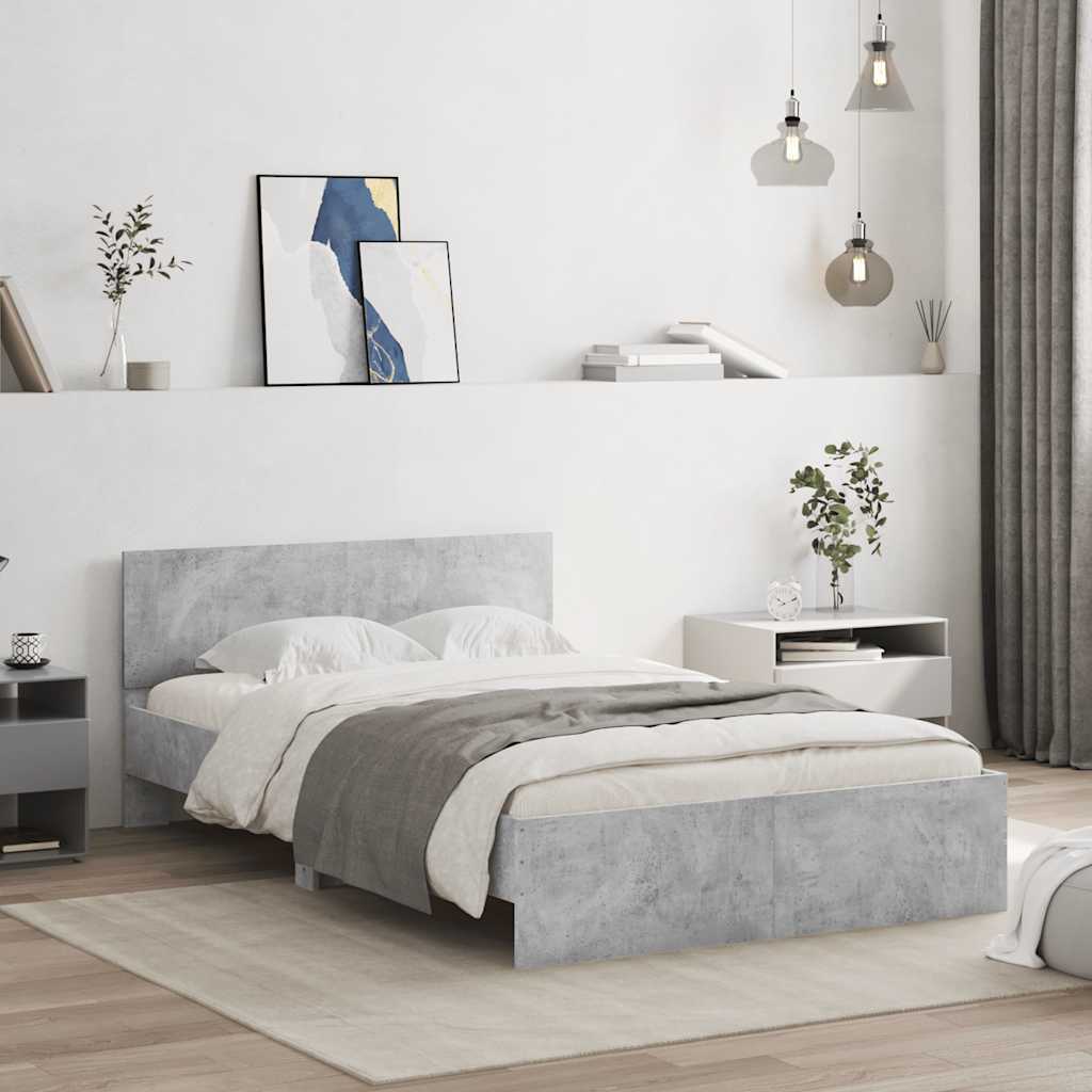 vidaXL Bed Frame without Mattress Concrete Grey