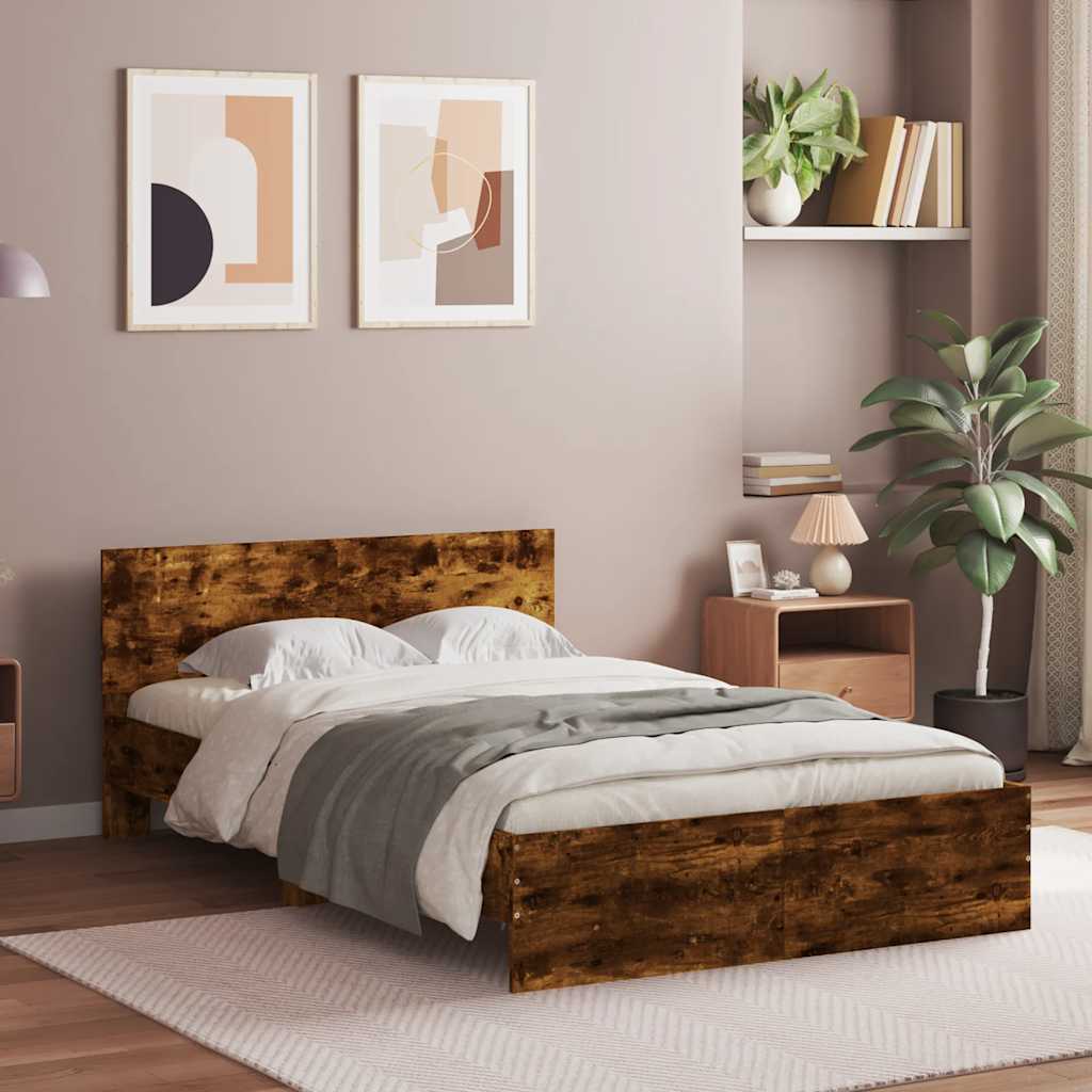 vidaXL Bed Frame without Mattress Smoked oak