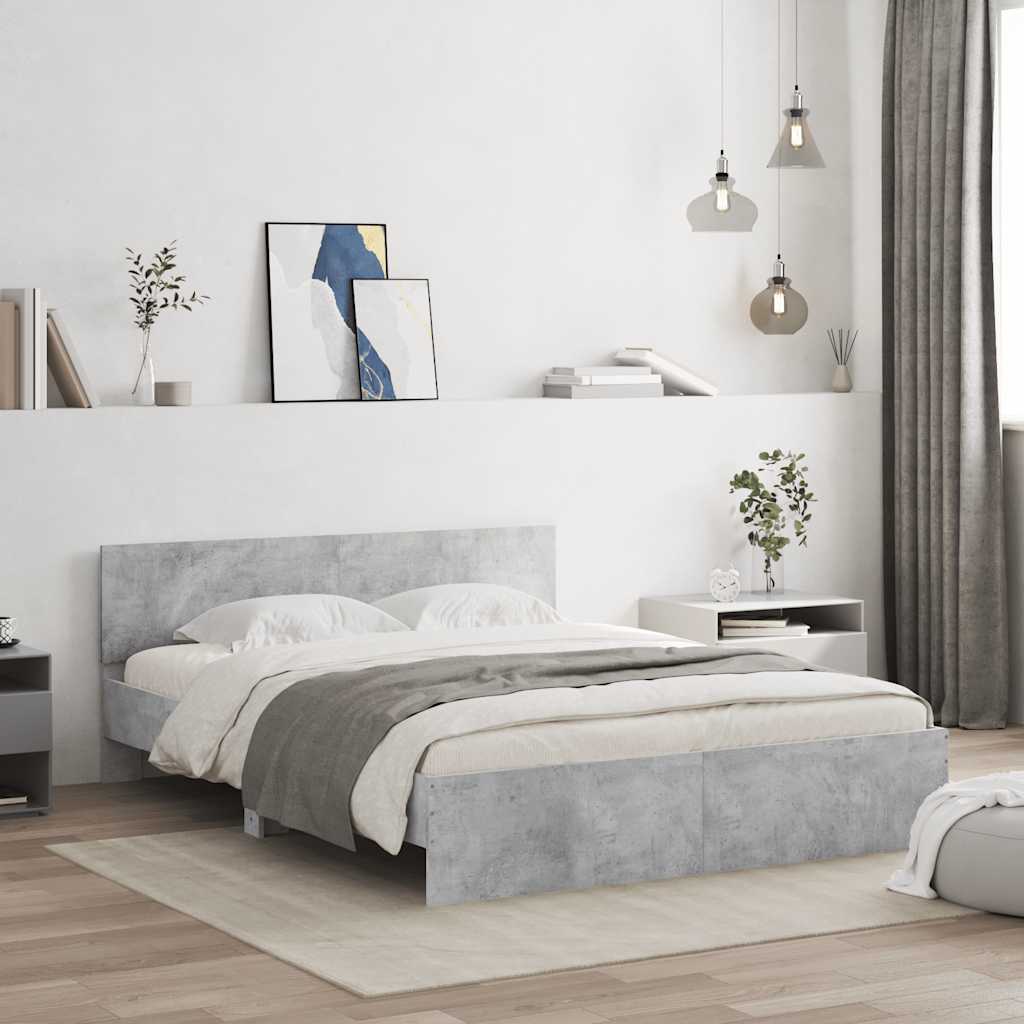 vidaXL Bed Frame without Mattress Concrete Grey