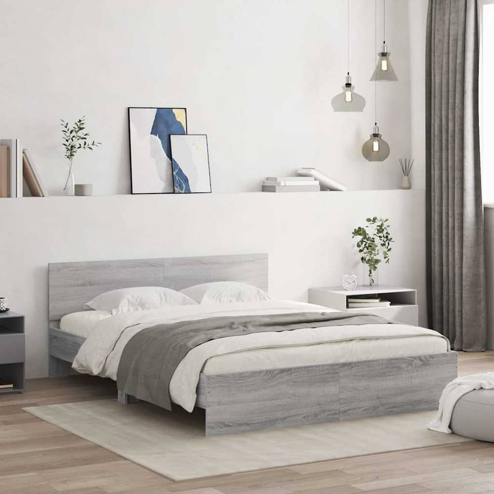Bed Frame without Mattress Grey Sonoma 140 x 190 cm