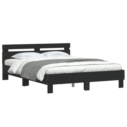 Bed Frame with LED without Mattress Black 150 x 200 cm