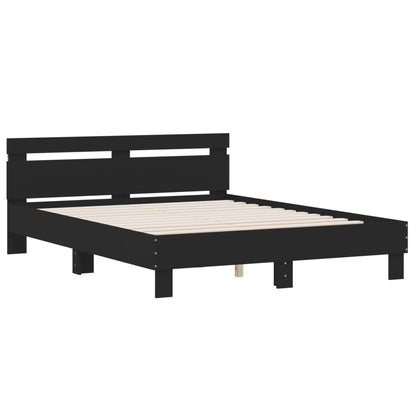 Bed Frame with LED without Mattress Black 150 x 200 cm