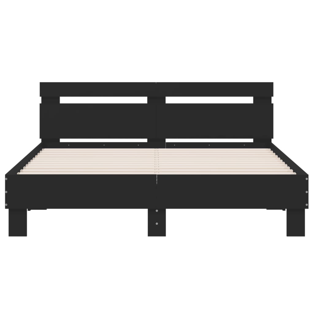 Bed Frame with LED without Mattress Black 150 x 200 cm